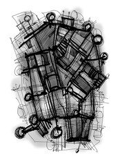 Abstract image for printing. Picture for modern interiors. The picture is painted by hand on a tablet. © neurostructure