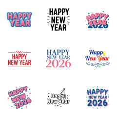 set of New year 2026 text vector design, new year, vector, design, label, icon, set, illustration, christmas, vintage, sign, sticker, symbol, sale, holiday, decoration, banner, art, gift, tag, food
