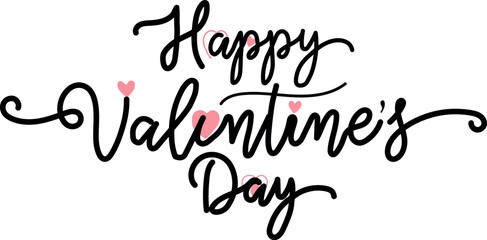 Happy Valentines Day elegant script lettering with cute pink hearts romantic greeting card design perfect for holiday celebrations and love messages