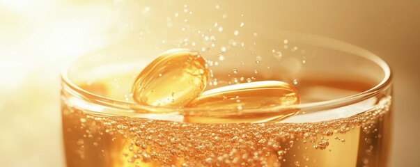 Dropping multivitamin tablet.