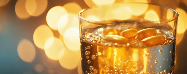 Dropping multivitamin tablet.