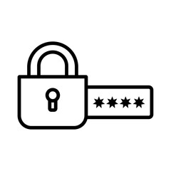 Password, Login , Vector illustration. Pin code flat icon. Cyber security black icon. Security password icon in trendy flat style design Suitable for website design, logo, app. Password protection.