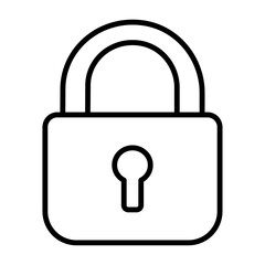Closed padlock black line icon. Unlock security padlock icon vector illustration for privacy protection and access control design. Black padlock icon security protection. Lock line icon