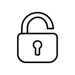 Closed padlock black line icon. Unlock security padlock icon vector illustration for privacy protection and access control design. Black padlock icon security protection. Lock line icon