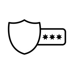 Privacy shield icon with lock, cybersecurity protection concept. Password Protection Icon. Security shield icon outline vector. Code lock. Scan encrypt