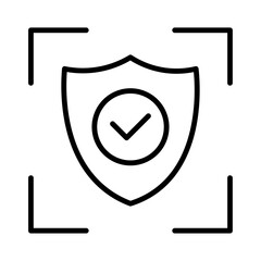 Privacy shield icon with lock, cybersecurity protection concept. Password Protection Icon. Security shield icon outline vector. Code lock. Scan encrypt