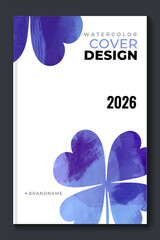 Сolorful vector watercolor vertical background with clover leaf for poster, banner or flyer