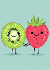 Promote cute fruit characters and playful friendship illustration