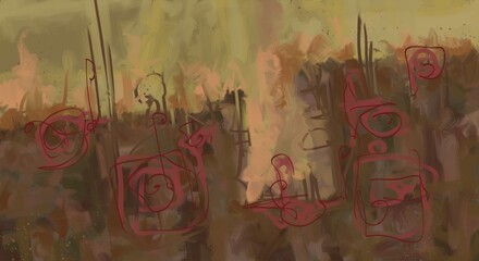 Abstract image for printing. Picture for modern interiors. The picture is painted by hand on a tablet. © neurostructure