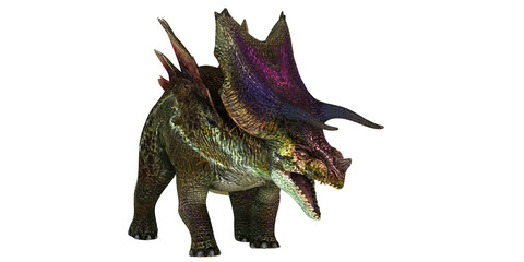 Vibrant Triceratops toy figure in rainbow hues © Ilie