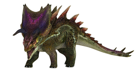 Colorful Triceratops Dinosaur Roaring Fiercely © Ilie