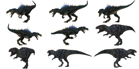 Collection of fierce dinosaur illustrations © Ilie