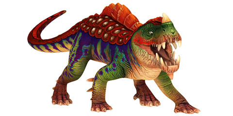 Fototapeta premium Colorful fantasy creature with vibrant scales.