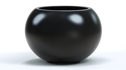 Black glossy ceramic vase isolated on a transparent background