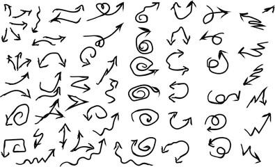 Naklejka premium Hand drawing arrow vector illustrations a collection of arrows set