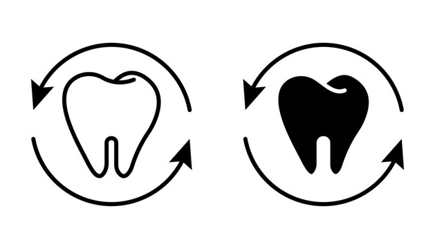 Tooth set icon, line design Symbol isolated white background. vector illustration. color editable.