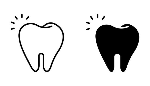 Tooth set icon, line design Symbol isolated white background. vector illustration. color editable.