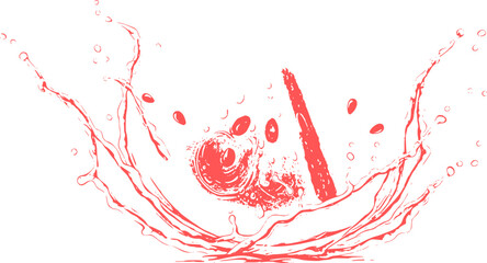 Obraz premium watermelon with watermelon juice splash isolated on transparent background 