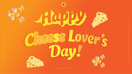 Happy National Cheese Lover’s Day on January 20th with a mouthwatering selection of diverse cheese varietals, enhanced by a colorful gradient background and floral graphic illustrations.