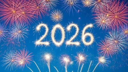 Vibrant fireworks display celebrating the year 2026
