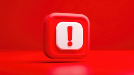 Red Warning Notification Icon Minimal Design