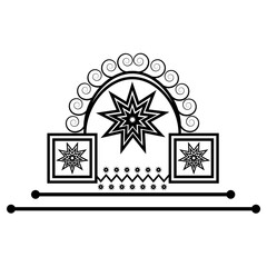 Vector illustration of a blue Christmas gift box with snowflake patterns and star ornaments on a white background for holiday winter design