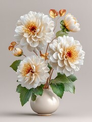 Luxury white flower bouquet with ceramic vase high resolution image