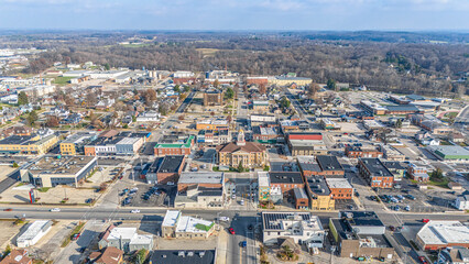Fototapeta premium Historic Downtown Jasper, Indiana during Christmas.