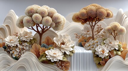 Modern floral paper art decorative scenery high resolution image