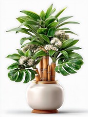 Modern indoor bamboo plant decor style high resolution image