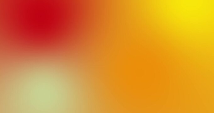Abstract warm red yellow orange gradient background video with soft beige highlights. Blurred shapes flowing in smooth color transitions. Bright shiny glow with vibrant warmth. 4K seamless loopable