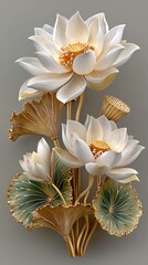 Modern white lotus floral artistic design high resolution image