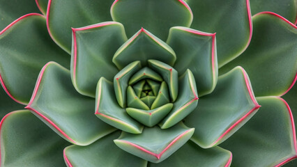 Close-up of a green and pink succulent plant showcasing natural beauty and botanical detail, minimalist banner template featuring abstract floral pattern in Mexican desert style for botanic garden
