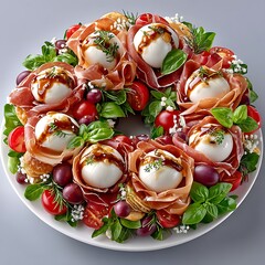 Premium gourmet cheese meat platter artistic presentation high resolution image