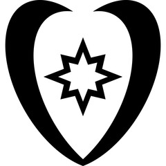 Modern heart shield with eight pointed compass star