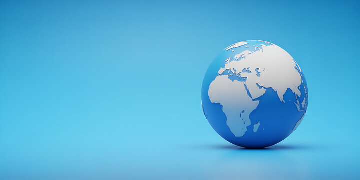 Stylized 3D World Map Globe on Blue Background for International Business and Globalization Concept - Powered by Adobe
