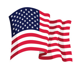Fototapeta premium USA waving flag. American national symbol isolated on white background. Banner design element