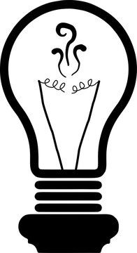 Broken filament light bulb with question mark smoke