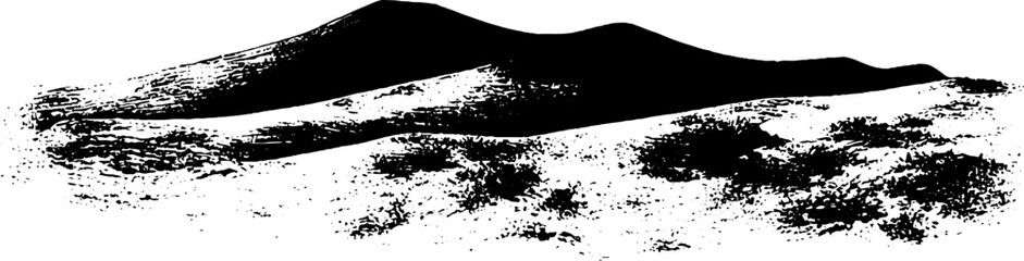 Monochrome stencil art of curved dune shadows for minimalist design