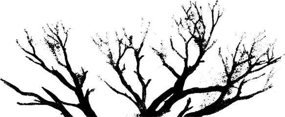 Fototapeta premium Monochrome stencil illustration of dry branches silhouette for urban art projects