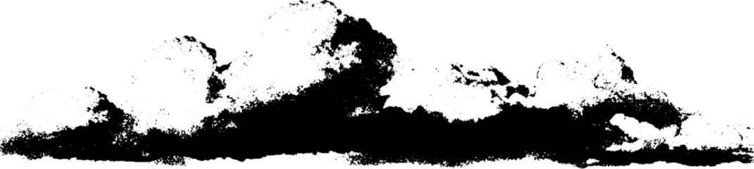 Obraz premium Black and white stencil illustration of heavy cloud formation for urban art design