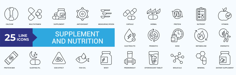 Supplements and Nutrition Icon Pack illustration Vector