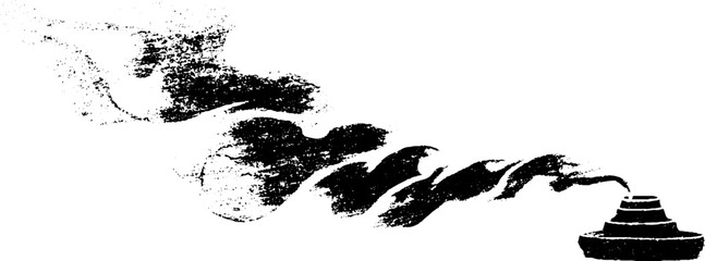 Naklejka premium Black and white stencil of incense smoke drift for spiritual and artistic designs
