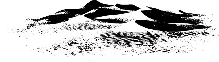 Naklejka premium Abstract black and white stencil illustration of layered fog drifting over mountains