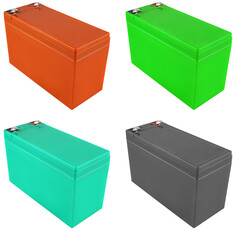 Compact sealed 12 V battery in a dark gray case with durable terminals.