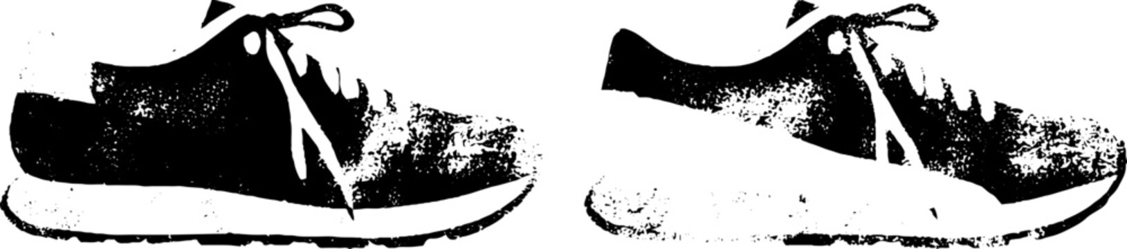 Minimalist urban sneaker stencil art in black and white for urban design projects