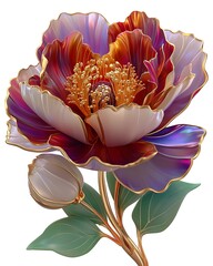 Sophisticated iridescent floral gold luxury art high resolution picture