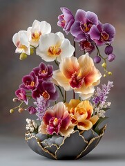 Vibrant orchid floral composition high resolution picture
