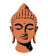 Buddha head. Vector isolated illustration