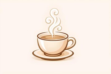 Obraz premium Minimal hot tea cup icon with rising steam
